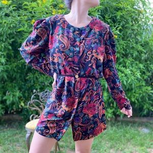 Vintage floral print long sleeve dress
